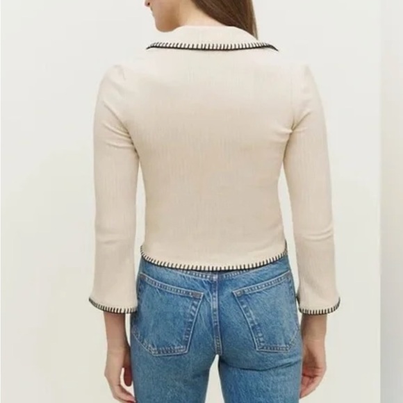 Reformation Long Seeve Nolen Knit Top with Contrast Stiching (Small) - Picture 2 of 7